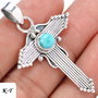 Ag151 - Pandantiv, argint 925, larimar dominican, cruciulita