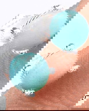 Ag242 - Cercei cu tija / surub, argint 925, larimar dominican