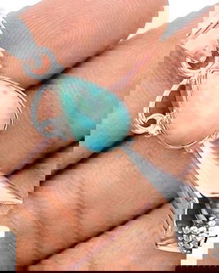 Ag161 - Pandantiv, argint 925, larimar dominican, floare clopotel