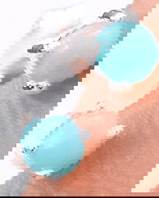 Ag230 - Cercei cu tija / surub, argint 925, larimar dominican