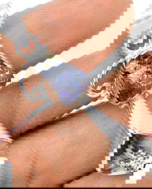 Ag166 - Pandantiv, argint 925, tanzanit brut, clopotel