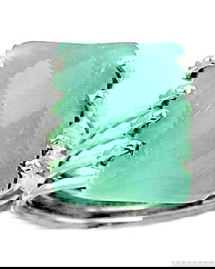 Ag298 - Inel, argint 925 marcat, calcedonie fatetata bleu, dreptunghi