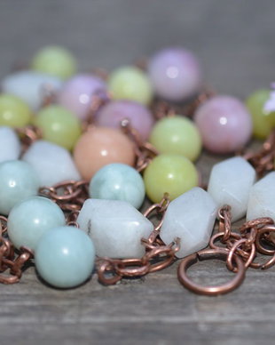 Colier  din jad si cuart "Pastel"