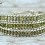 Bratara wrap cu snur de piele si cristale ''Thé vert''