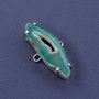 Conector cu agata druzy teal deschis cu alb in rama argintata