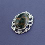 Pandant cu jasper oceanic in rama  decorativa argintata si antichizata