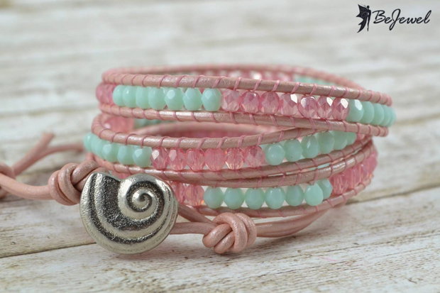 Bratara wrap cu snur de piele si cristale ''Sweets''