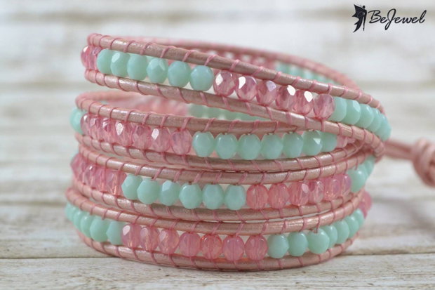 Bratara wrap cu snur de piele si cristale ''Sweets''