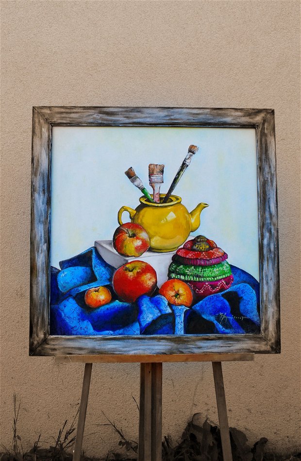Pictura Natura Statica cu mere - Tablou pe panza