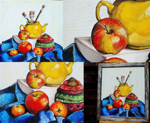 Pictura Natura Statica cu mere - Tablou pe panza