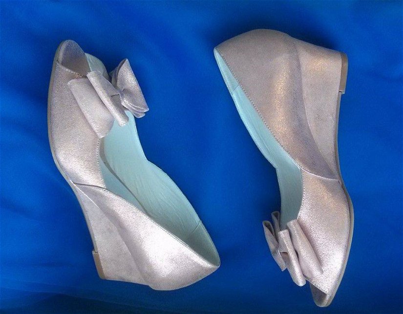 Pantofi peep-toe cu talpa ortopedica, din piele naturala