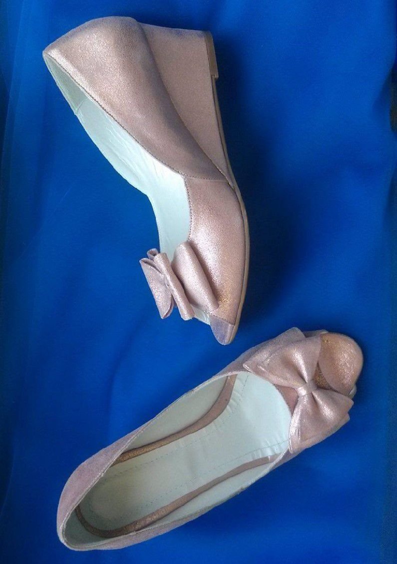 Pantofi peep-toe cu talpa ortopedica, din piele naturala