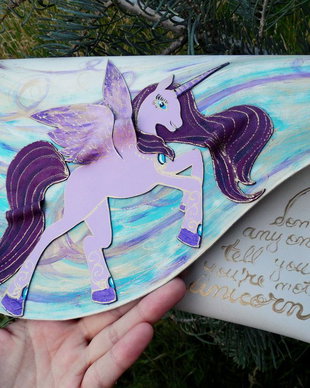 Poseta plic handmade unicat din piele naturala -Unicorn 2