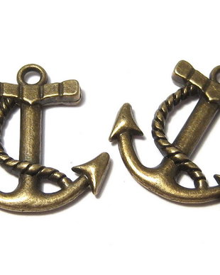 Pandantiv metalic, ancora, bronz, 22.5x21 mm
