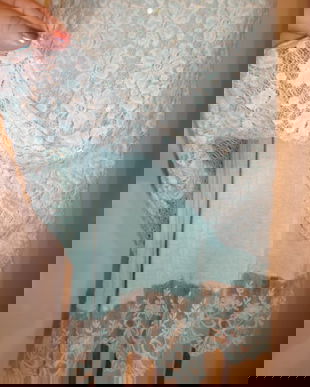 Bluza din dantela si tulle culoare verde menta