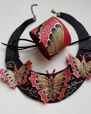 bratara handmade unicat- Red Butterfly