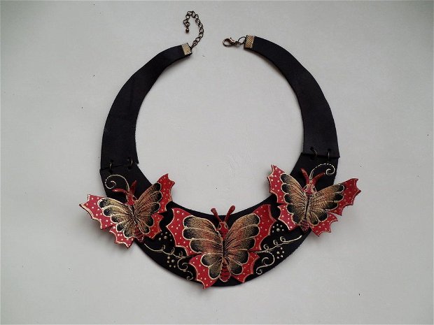 colier handmade unicat- Red Butterfly