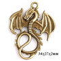 8048 - (2buc) Pandantiv / charm, dragon, bronz