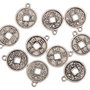 8045 - (10buc) Charms monede feng shui / banuti norocosi, aliaj metalic argintiu antichizat