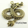 8047 - (2buc) Pandantiv / charm, dragon, bronz, cerc