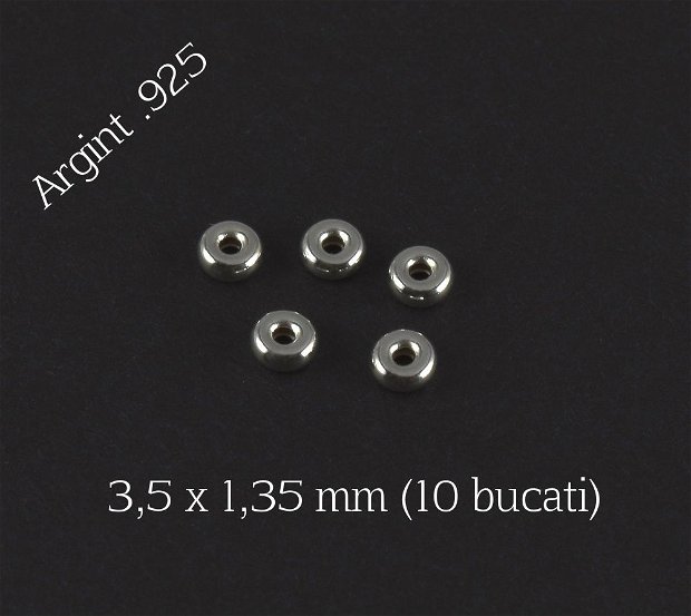 Distantiere Argint 925 - 10 bucati, 3,5 x 1,35mm