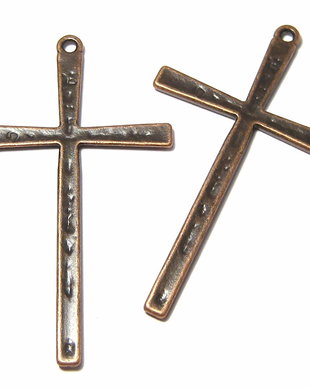 Pandantiv metalic, cruciulita, cupru, 61.5x36.5 mm