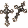 Pandantiv metalic, cruciulita, cupru, 43.5x26 mm