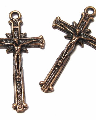 Pandantiv metalic, cruciulita, cupru, 36x19 mm