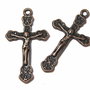 Pandantiv metalic, cruciulita, cupru, 33x19 mm