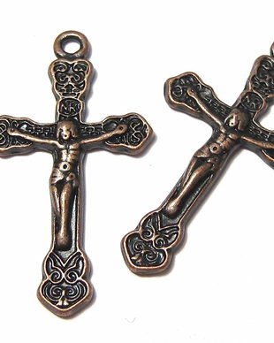 Pandantiv metalic, cruciulita, cupru, 33x19 mm