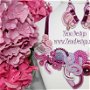 Rezervat - Colier şi cercei  „Hortensii” – Set bijuterii roz şi mov, bijuterii statement unicat!