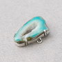 Conector cu agata druzy teal deschis cu alb in rama argintata