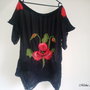 Bluza din voal matase cu mac 3D impaslit vandut