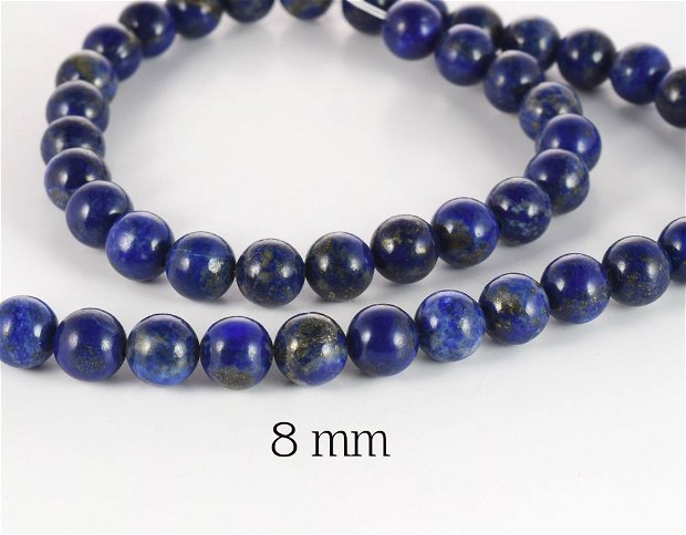Lapis Lazuli natural, Clasa A, 8 mm