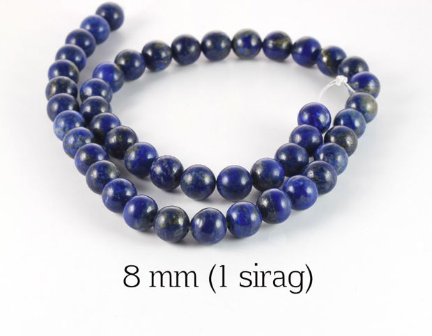 Lapis Lazuli natural, Clasa A, 1 sirag, 8 mm