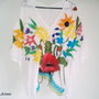Bluza bohemian hippie din matase cu flori impaslite- vandut