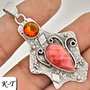 Ag060 - Pandantiv, argint 925, onix rosu si topaz