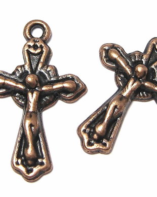 Pandantiv metalic, cruciulita, cupru, 23.5x15 mm