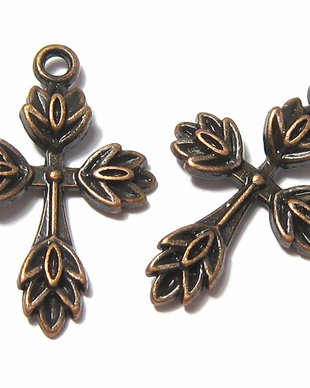 Pandantiv metalic, cruciulita, cupru, 25x16 mm