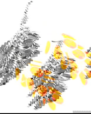 Ag251 - Cercei cu tortite, argint 925, citrin, ciorchine