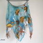 Bluza boho chic hippie din matase naturala si animale oceanice impaslite - Deep Ocean- vandut