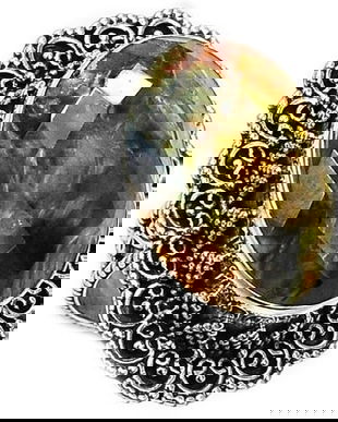 Ag254 - Inel, argint 925, pietersit cabochon oval fatetat, montura datelata