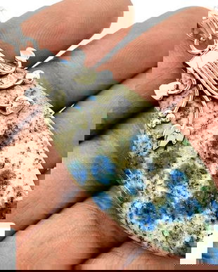 Ag159 - Pandantiv, argint 925, azurit in cuart, albastru beige