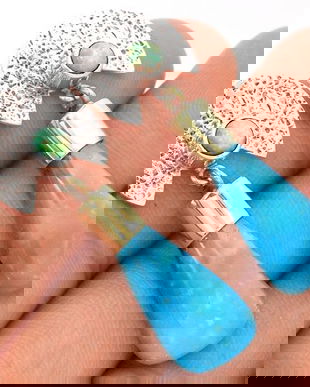 Ag311 - Cercei cu surub / tija, argint 925, smithsonite si fire opal, bleu ciel