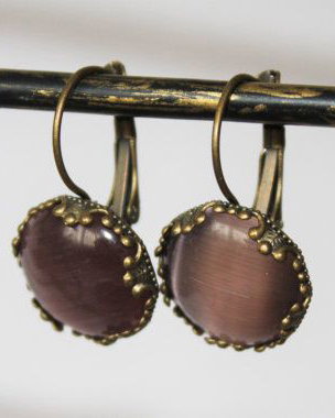 Cercei cat eye si bronz patinat