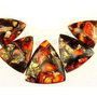 8058 - SET Pandantiv, 5 piese, variscite si sediment marin, rasini speciale, triunghi