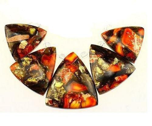 8058 - SET Pandantiv, 5 piese, variscite si sediment marin, rasini speciale, triunghi