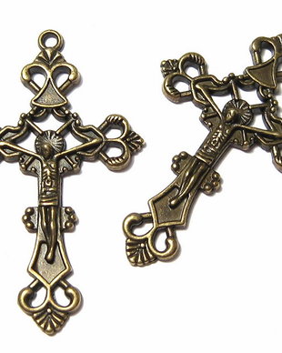 Pandantiv metalic, cruciulita, bronz, 43.5x26 mm
