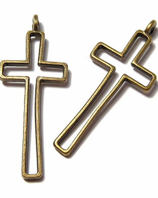 Pandantiv metalic, cruciulita, bronz, 42x16 mm