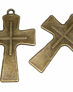 Pandantiv metalic, cruciulita, bronz, 41x26 mm